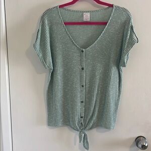 Seafoam Faux-Button-Down Top